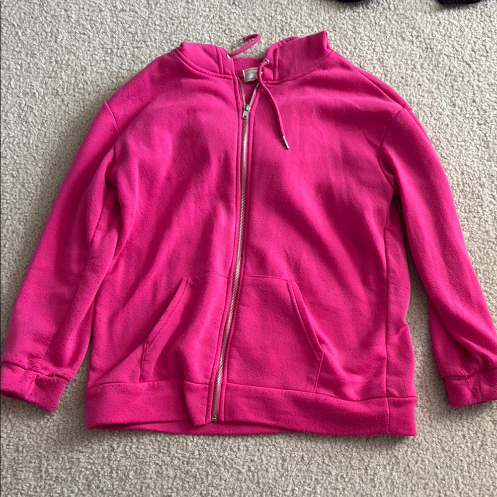 N.Y.L.A. Pink Zip-Up Sweatshirt Casual Comfort